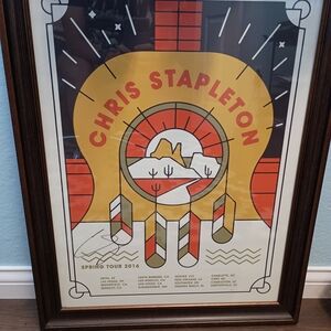 Framed Chris Stapleton Tour Poster - Red, Yellow, White